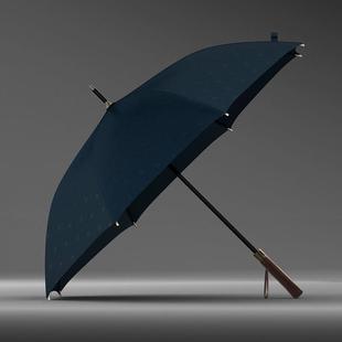 欧力猫木柄自动双层风暴雨伞122cm双人抗风直杆伞长柄伞男