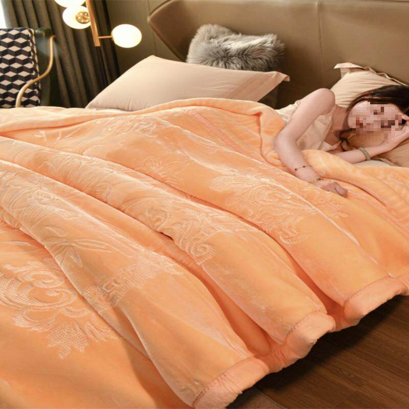 高档压花毛被子加毯厚88851011双结层冬季云1毯加绒拉舍尔婚庆大