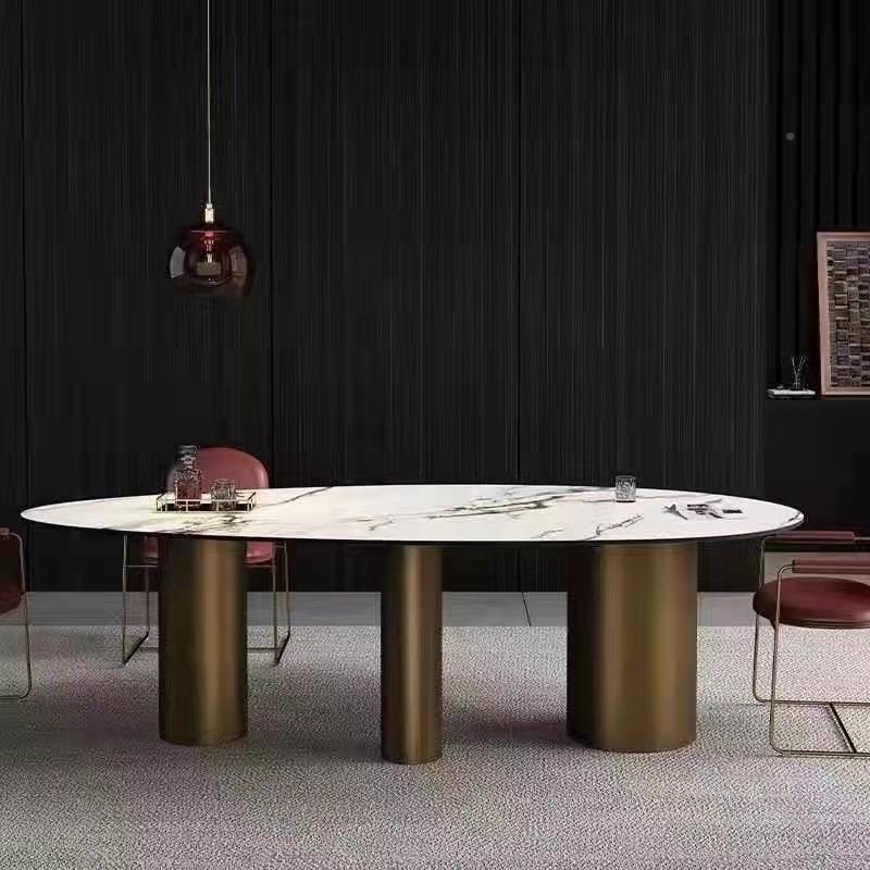 蛋椭圆轻奢岩板餐型桌底支架异形大理1QA座不石锈钢桌腿桌脚桌子