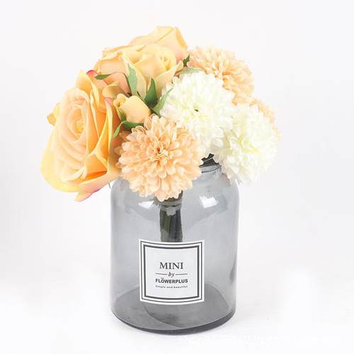 仿真桌花束MKU绣室球牡丹手感餐花艺欧式茶几内迷你假花饰花装小