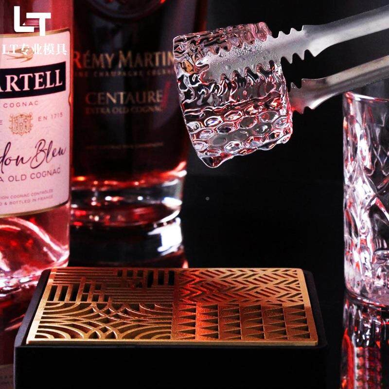 吧压冰铜板冰块花理网雕红印章图案log纹酒o标志装饰方形冰ONY板