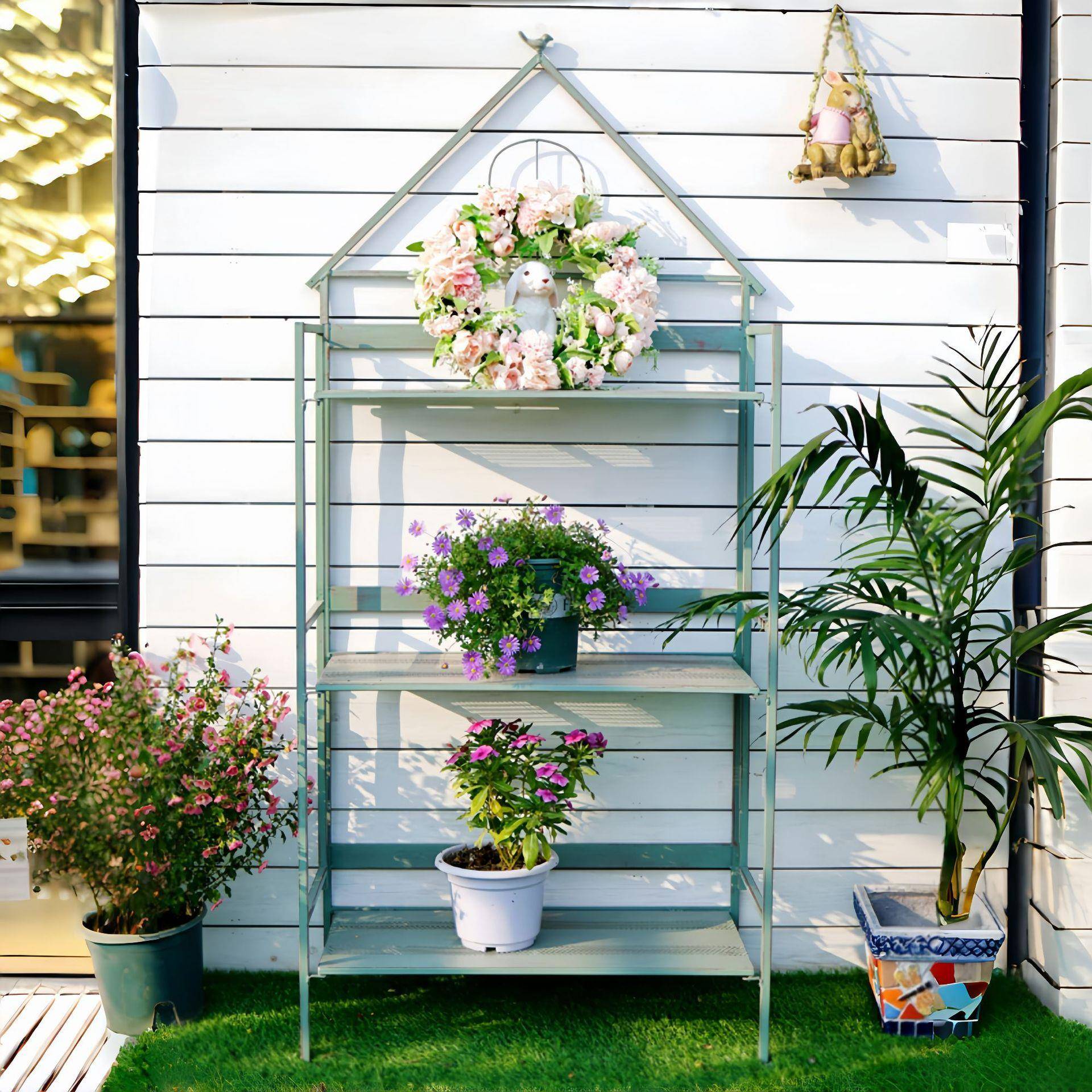 室JZ2251内落架地阳台花花肉园花盆架置物架庭院铁花艺架多层多植