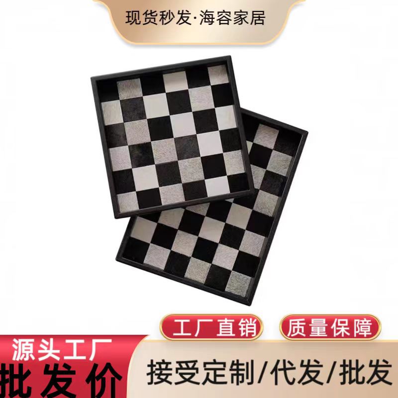 轻奢马毛托盘桌面摆件