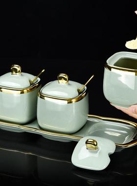 轻厨房料调ly101006调罐子陶瓷盐罐调料瓶味奢罐套装家用盐调料盒