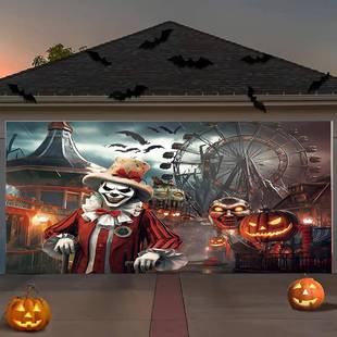 境跨车门对装饰背景库布IPCK-万圣节节日派小丑横幅数码印花挂布
