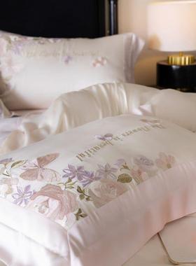 优雅轻奢1YF54649/0S0棉纯棉四件套全棉床刺绣长绒棉宽边被套纯棉