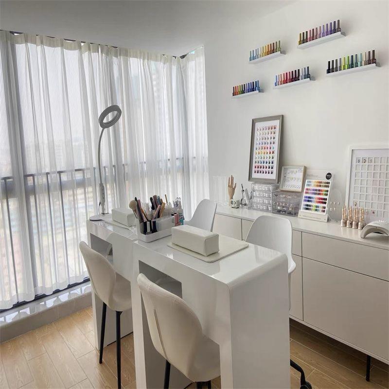 桌美甲红修甲OHN台单双人凹槽收日纳盒嵌入吸尘器简约烤网漆美甲