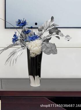 高端花轻奢蓝色仿真艺样店板房PIA客花厅餐桌摆酒吧台售楼处软装