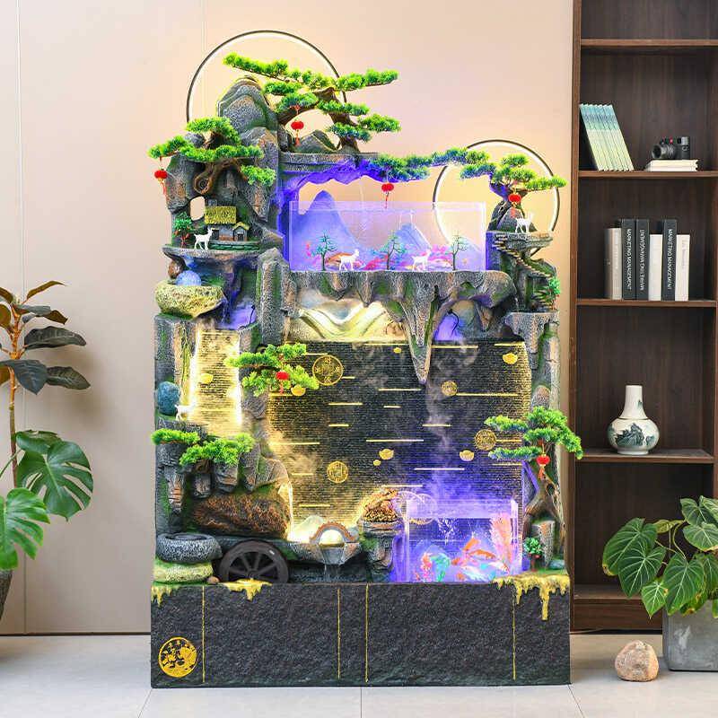 墅假山景流喷泉水幕屏风WRJ庭院别花园观装饰养鱼池酒水店招财摆