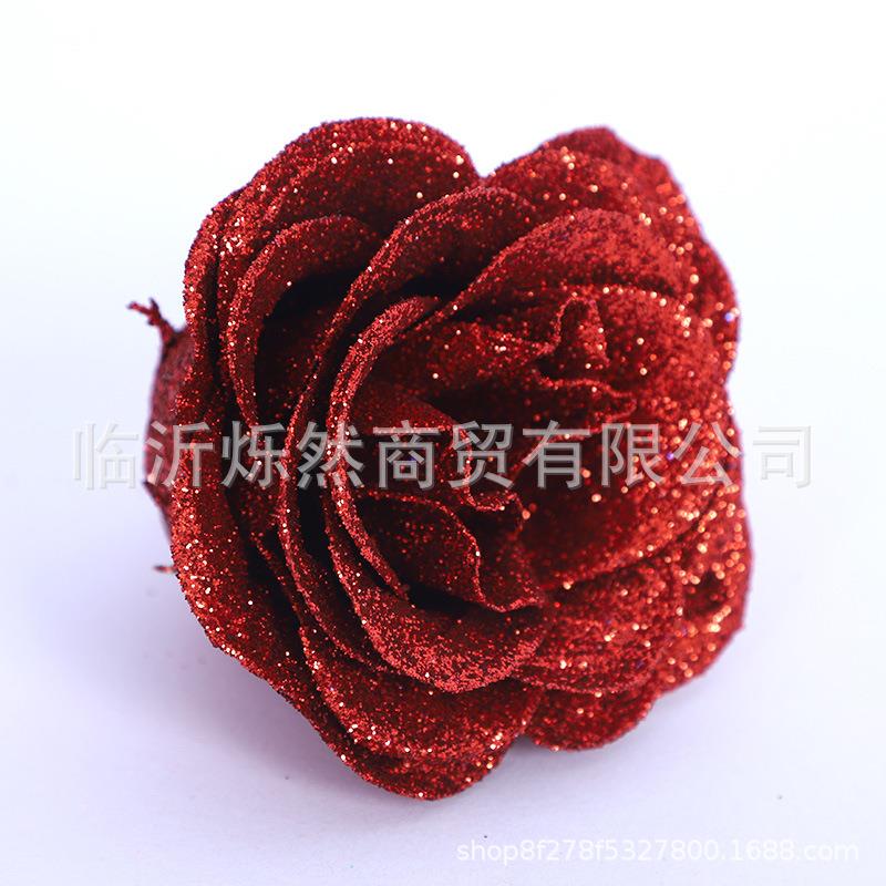 直销新款蓝色妖姬仿真花假花水晶金粉玫瑰碎冰蓝永生花香皂花肥皂