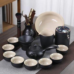 黑陶办公用功夫茶杯西施壶组合日式 茶具套装 家用纯色泡茶器简约风