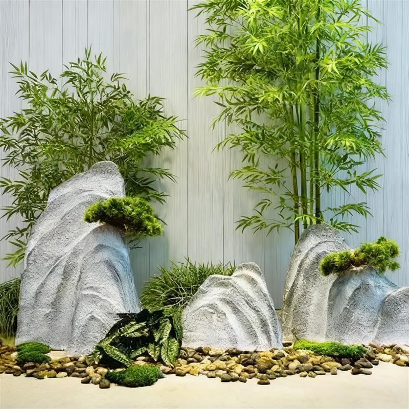 仿真竹子流水摆件绿植造景假山假树庭院阳台楼梯玄关小景观装饰图片