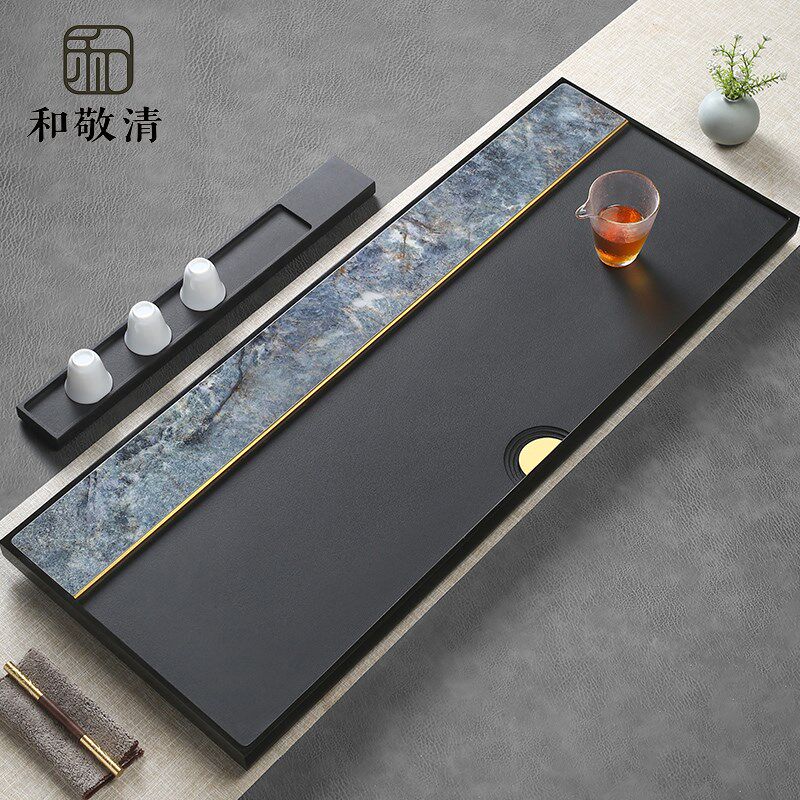 天然乌金石茶盘轻奢现代高级感岩板茶台石头茶具托盘2026新款家用