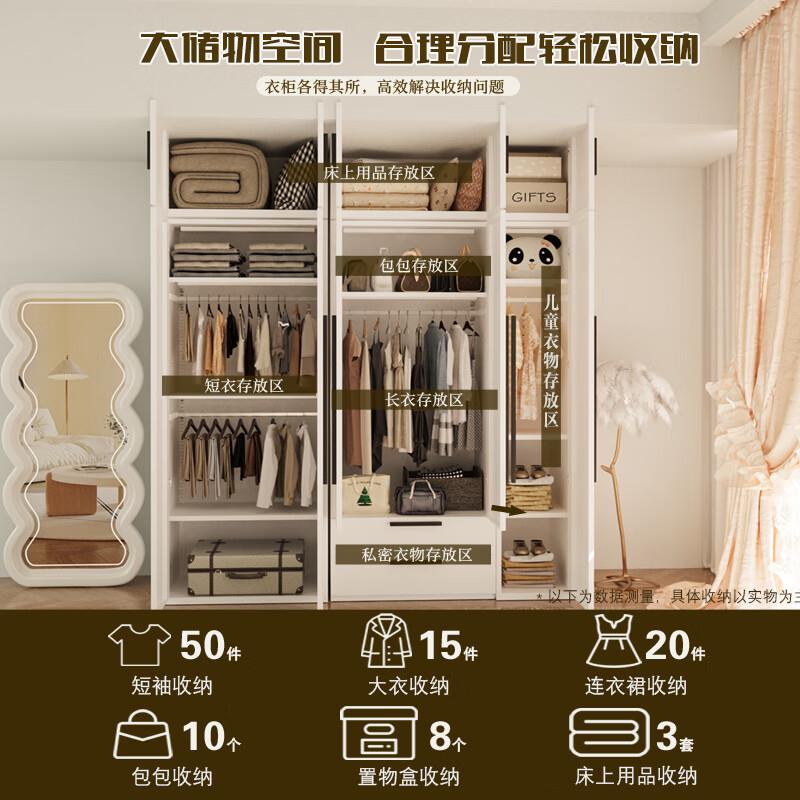 钢制衣柜欧式推拉门柜家用卧室移门衣橱法式简约风阳台金属储物柜