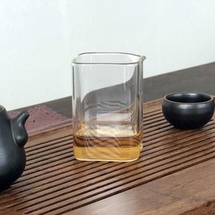 方形公道杯功夫茶具茶道玻璃公道杯配件大公杯分茶杯茶海家用简约