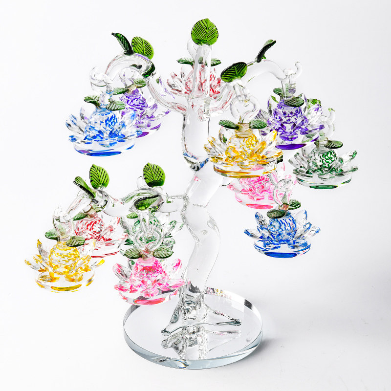 大小号水晶莲花树摆件家居客厅电视机酒柜装饰品乔迁开业结婚礼物