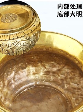 黄铜聚宝盆摆件招財铜器居家客厅店铺工艺品开业礼品聚宝盆摆设