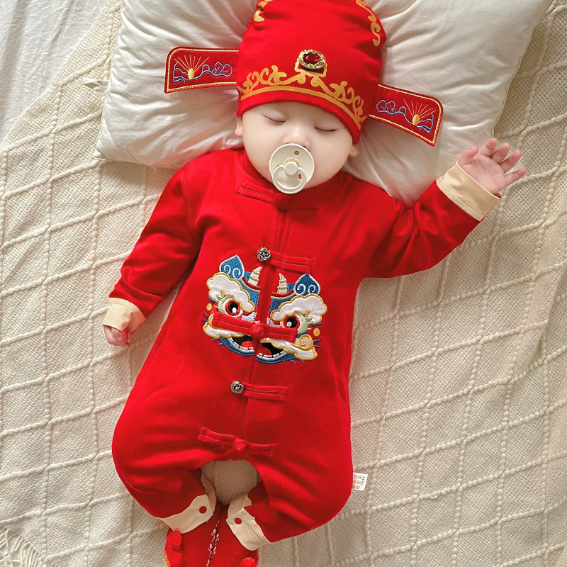 男女满月宝宝唐装春秋长袖周岁生日百天抓周礼服婴儿纯棉秋款套装