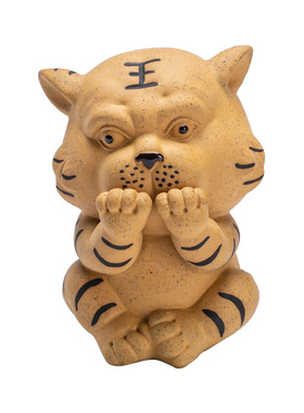 老虎摆件卡通陶瓷家居客厅酒柜装饰品茶桌桌面创意茶宠生肖虎摆设