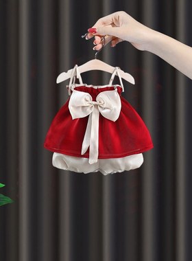 女童夏季套装新款女宝宝蝴蝶结吊带背心上衣休闲裤儿童时髦两件套