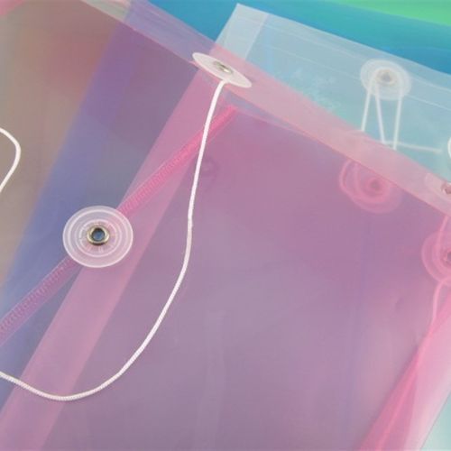 A4/FC透明档案袋 塑料文件袋F118 立体大容量资料袋 绕绳文件袋