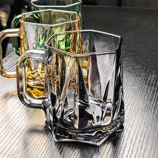 水晶玻璃杯咖啡杯子水杯2024耐高温家用高级感轻奢高颜值女琥珀色