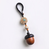 紫檀木小橡果吊坠手机挂绳汽车钥匙扣挂件松果可拧开男女款 网红饰