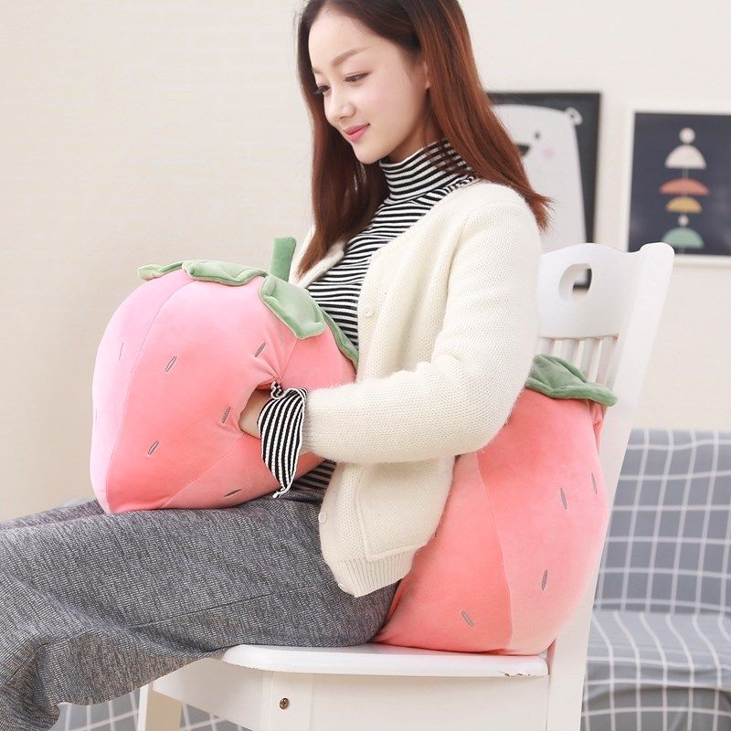 可爱草莓抱枕冬暖手捂软体羽绒棉趴趴枕靠枕办公室菠萝靠垫少女心,居家布艺,靠垫/抱枕,淘宝优惠券,粉丝福利购,淘宝优惠卷