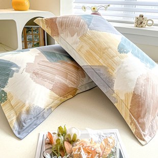 北欧梦的旋律纯棉枕套一对装48x74家用枕头套单人全棉枕芯内胆套2