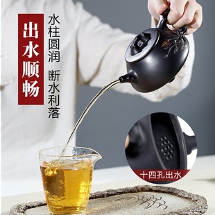 古昔宜兴紫砂家用手制天青黑金纯全手工泡茶壶紫砂壶福禄石瓢柱础