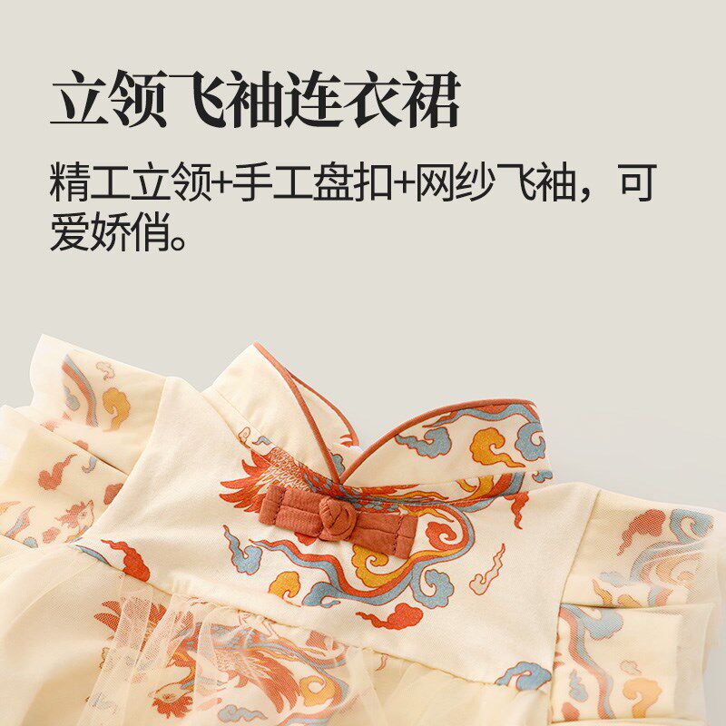 龙喜年婴儿周岁礼服女宝中式国风旗袍改良生日百天女童裙子公主夏
