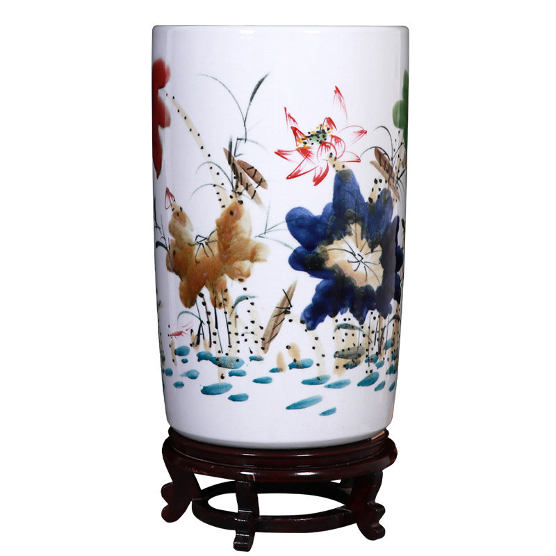 景德镇陶瓷器书画缸卷轴缸客厅大号字画收纳缸落地大花瓶摆件装饰