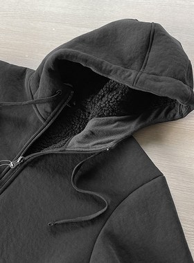 比棉服还保暖!仿羊羔绒内里!秋冬男加绒加厚连帽夹克外套20587