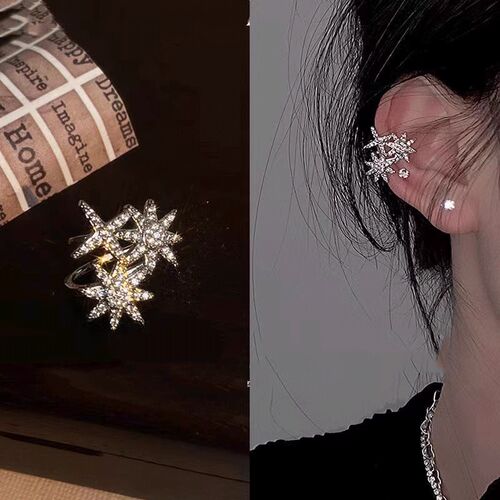 srrmhyn韩国闪钻星芒耳夹女无耳洞耳环2024年新款潮气质耳骨夹耳 - 封面
