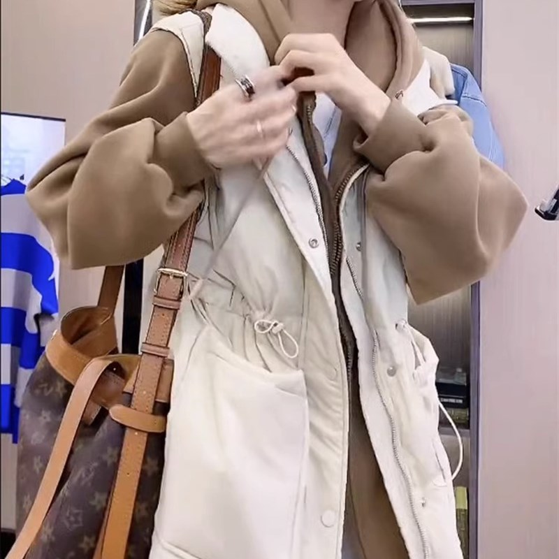 2-300斤大码女装胖mm高级感连帽棉服女胖妹妹宽松加绒假俩件外套