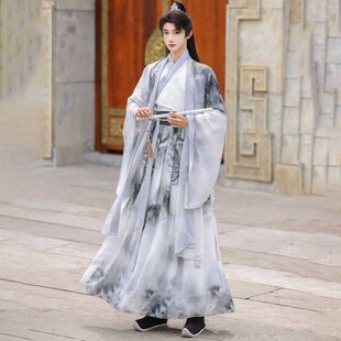 中国风套装 素古装 腰裙仙侠侠客汉元 扶摇男女cp魏晋风古风印染大袖