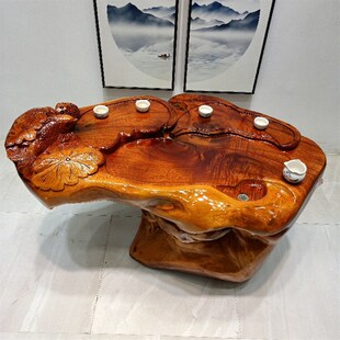 实木根雕茶几整体香樟楠木茶海客厅树头大小茶台阳台茶桌原木树根