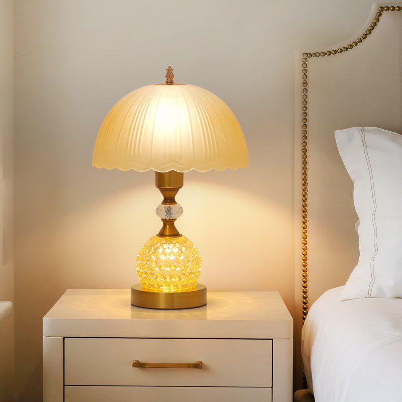 欧式卧室床头灯结婚庆浪漫装饰夜灯轻奢玻璃遥控调光氛围家用台灯