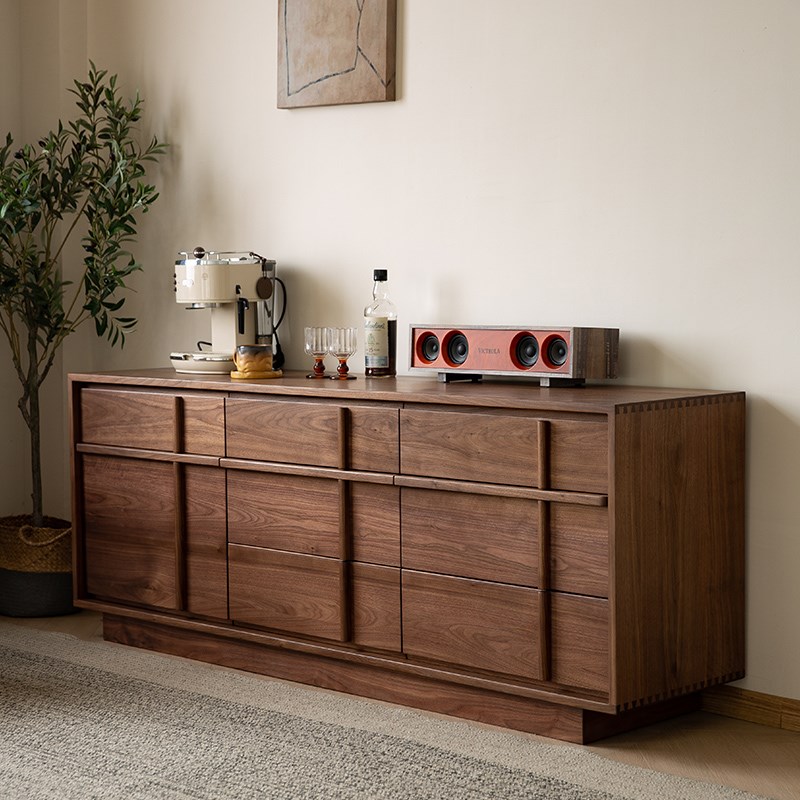 北美黑胡桃木斗柜复古原木床尾客厅靠墙收纳抽屉橱卧室置物电视柜