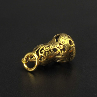 纯黄铜镂空葫芦手工钥匙扣挂件吊坠汽车福禄平安项链饰品情侣礼品