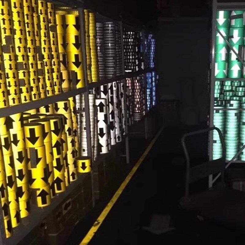 管道标签贴纸3/5/10/15/20CM国标反光膜不干胶贴压缩空气蒸汽消防