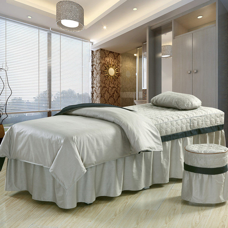 包邮全棉纯棉美容院床罩四件套美体美容按摩SPA专用床品定做LOGO