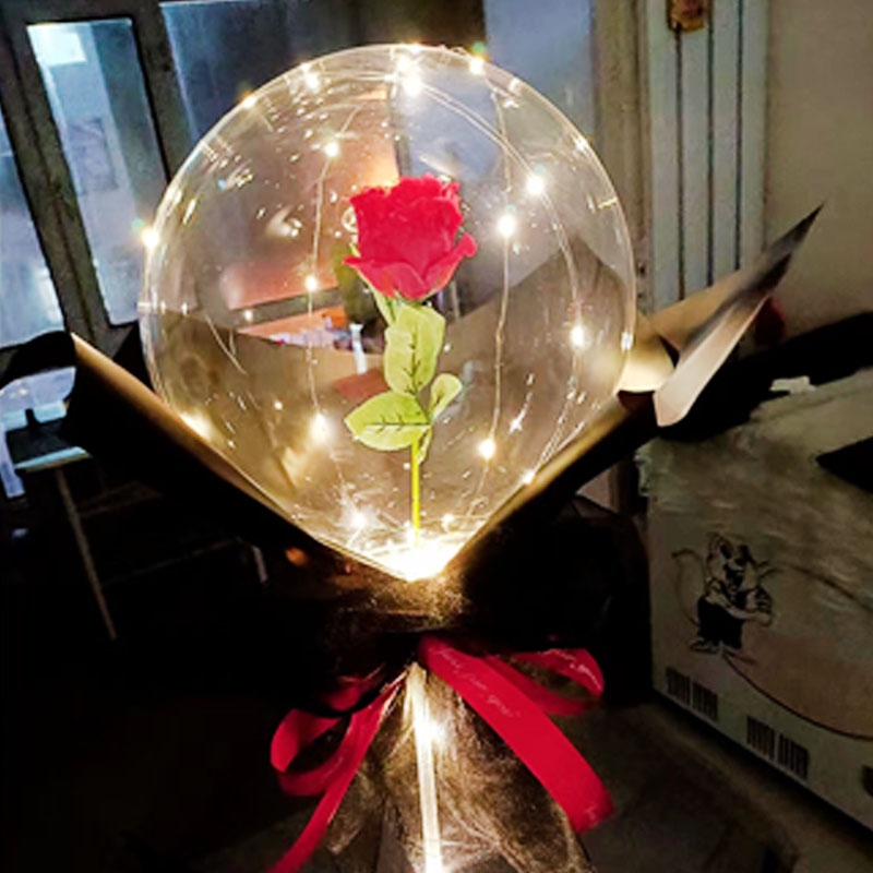 网红发光带灯波波球玫瑰花束告白求婚气球手工材料包地推街卖玩具