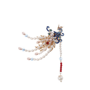 女童古风汉服头饰古典流苏发夹步摇珍珠边夹配饰儿童古装发卡女生