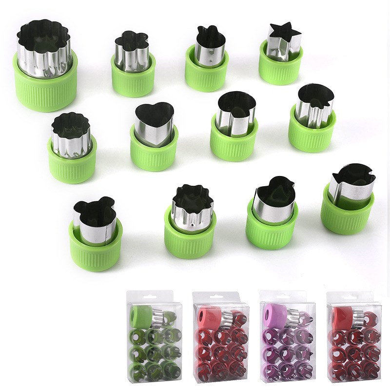 不锈钢12件套全护手饼干模蝴蝶面模具家用蔬菜工具动物卡通压花器