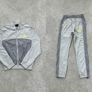 Syna Drill风美式街头嘻哈刺绣logo拼接立领风衣夹克休闲长裤套装