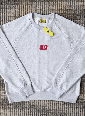 Protect 男女灰色卫衣刺绣 round Sweatshirt Grey 绣标P圆领卫衣