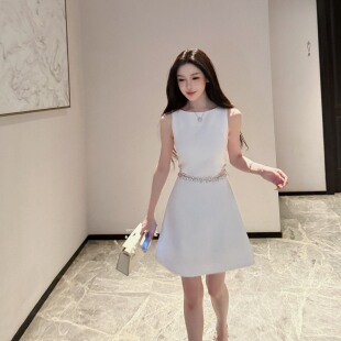 YOUENBB 约会女神高级感白色气质初恋露腰钓系连衣裙 情书寄予