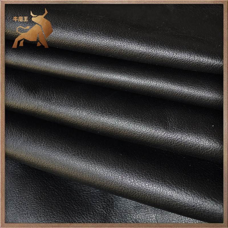超薄牛皮皮料头层黑色0.7MM整张摔纹柔软真皮革机车夹克服装面料