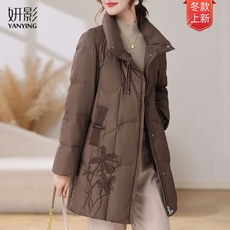 妍影羽绒服女中长款妈妈加厚保暖